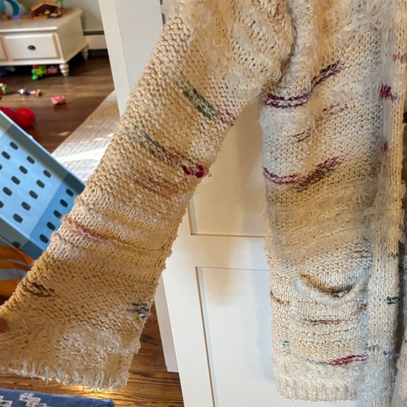 anthropologie Margo Rainbow Sweater Cardigan White Multi Medium Soft Knit - Picture 3 of 9